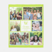 Modern Lime Green Family Reunion Monogram Photo  Fleece Deken (Voorkant)