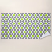 Modern Lime Green Grey Geometric Hexagon Pattern Strandlaken (Voorkant)