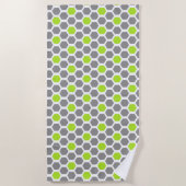 Modern Lime Green Grey Geometric Hexagon Pattern Strandlaken (Voorkant)