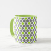 Modern Lime Green Grey Geometric Pattern Mok (Voorkant links)