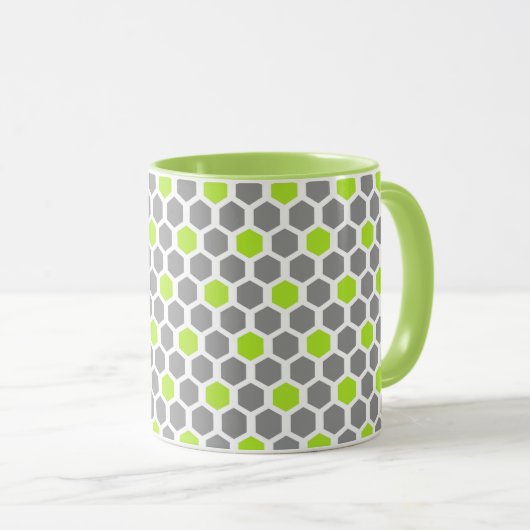 Modern Lime Green Grey Geometric Pattern Mok (Voorkant rechts)