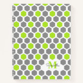 Modern Lime Green Grey Geometric Pattern Monogram Notitieboek (Voorkant)