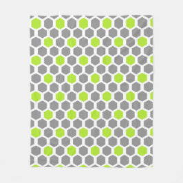 Modern Lime Green Grey Hexagon Geometric Pattern Fleece Deken