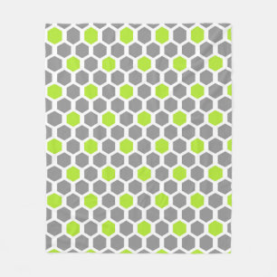 Modern Lime Green Grey Hexagon Geometric Pattern Fleece Deken