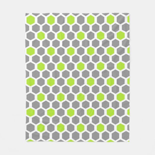 Modern Lime Green Grey Hexagon Geometric Pattern Fleece Deken (Voorkant)