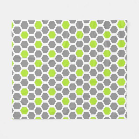 Modern Lime Green Grey Hexagon Geometric Pattern Fleece Deken (Voorkant (Horizontaal))