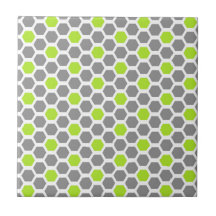 Modern Lime Green Grey Hexagon Geometric Pattern
