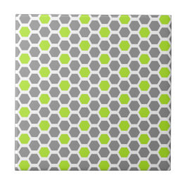 Modern Lime Green Grey Hexagon Geometric Pattern Tegeltje