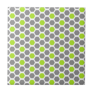 Modern Lime Green Grey Hexagon Geometric Pattern Tegeltje