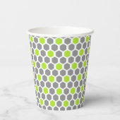 Modern Lime Green Grey Hexagon Pattern Papieren Bekers (Achterkant)