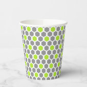 Modern Lime Green Grey Hexagon Pattern Papieren Bekers (Links)