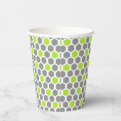 Modern Lime Green Grey Hexagon Pattern Papieren Bekers (Rechts)