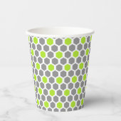 Modern Lime Green Grey Hexagon Pattern Papieren Bekers (Voorkant)