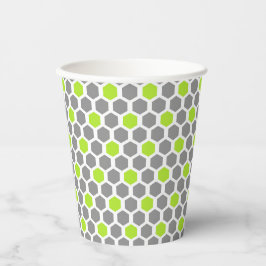 Modern Lime Green Grey Hexagon Pattern Papieren Bekers