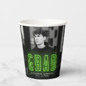 Modern Lime Green Neon Afstuderen Papieren Bekers (Voorkant)