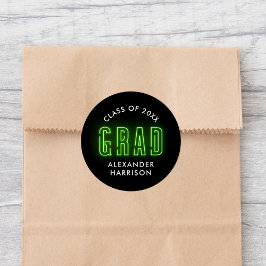 Modern Lime Green Neon Afstuderen Ronde Sticker