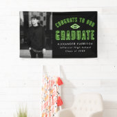 Modern Lime Green Neon Foto Graduation Party Spandoek (Insitu)