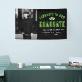 Modern Lime Green Neon Foto Graduation Party Spandoek (Beurs)
