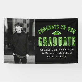 Modern Lime Green Neon Foto Graduation Party Spandoek