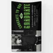 Modern Lime Green Neon Foto Graduation Party Spandoek (Verticaal)