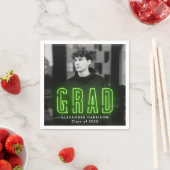 Modern Lime Green Neon Photo Afstuderen Servet (Insitu)
