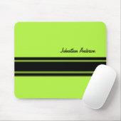 Modern Lime Green Racing Stripes met naam Muismat (Met muis)