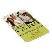 Modern Lime Green Save the Date 2 Foto Bruiloft Magneet (Rechterzijde)