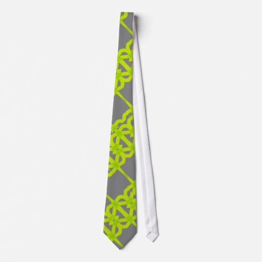 Modern Lime Green Silver Grey Pattern Stropdas (Voorkant)