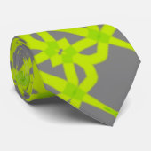 Modern Lime Green Silver Grey Pattern Stropdas (Opgerold)