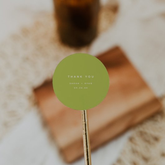 Modern Lime Green "Thank You" Custom Wedding Ronde Sticker