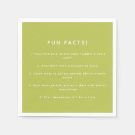 Modern Lime Green Wedding Custom Fun Facts Servet