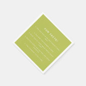 Modern Lime Green Wedding Custom Fun Facts Servet (Hoek)