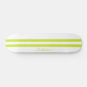 Modern Lime Green White Racing Stripes Monogramed Persoonlijk Skateboard (Horizontaal)