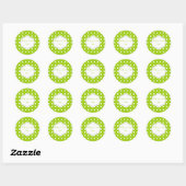 Modern lime groen, wit polka dot patroon aangepast ronde sticker (Vel)