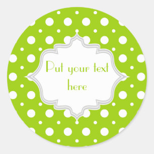 Modern lime groen, wit polka dot patroon aangepast ronde sticker