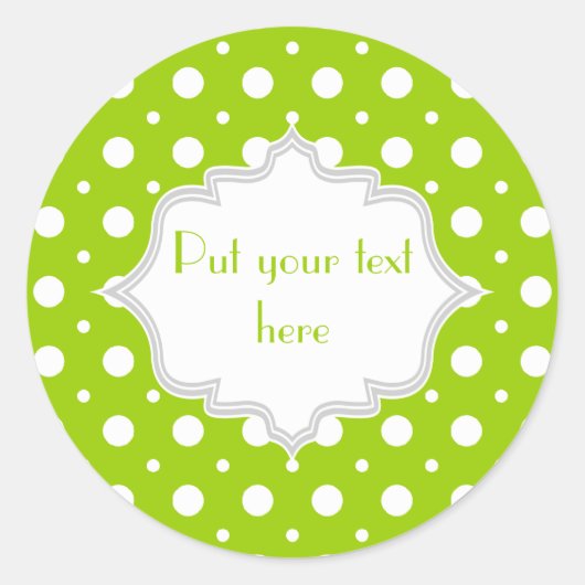 Modern lime groen, wit polka dot patroon aangepast ronde sticker (Voorkant)