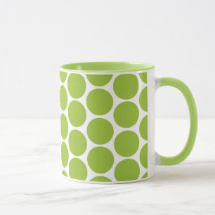 MODERN LIME GROEN, WITTE POLKA DOTS MOK