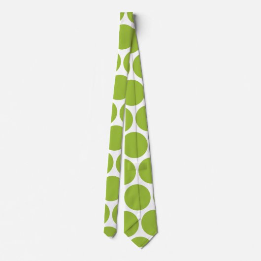 MODERN LIME GROEN, WITTE POLKA DOTS STROPDAS (Achterkant)