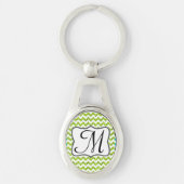 Modern Limoen Gree Glitter Chevron Zig Zag Sleutel Sleutelhanger (Voorkant)
