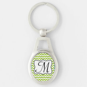 Modern Limoen Gree Glitter Chevron Zig Zag Sleutel Sleutelhanger