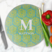 Modern limoengroen Blauwgroen Abstract bloemmonogr Snijplank