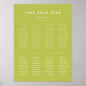 Modern Limoengroen Trouw 8-Tafel Stoelenkaart Poster (Voorkant)
