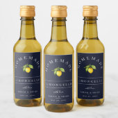 Modern Limoncello Blauw Mini Drank Label Wijn Etiket (Flessen)