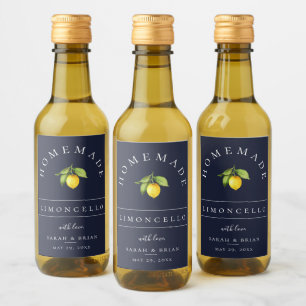 Modern Limoncello Blauw Mini Drank Label Wijn Etiket