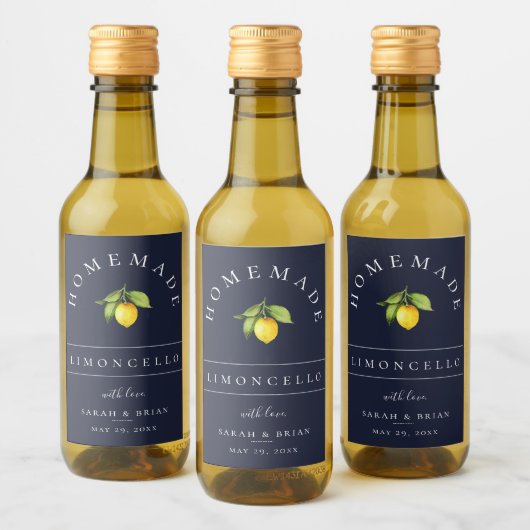 Modern Limoncello Blauw Mini Drank Label Wijn Etiket (Flessen)