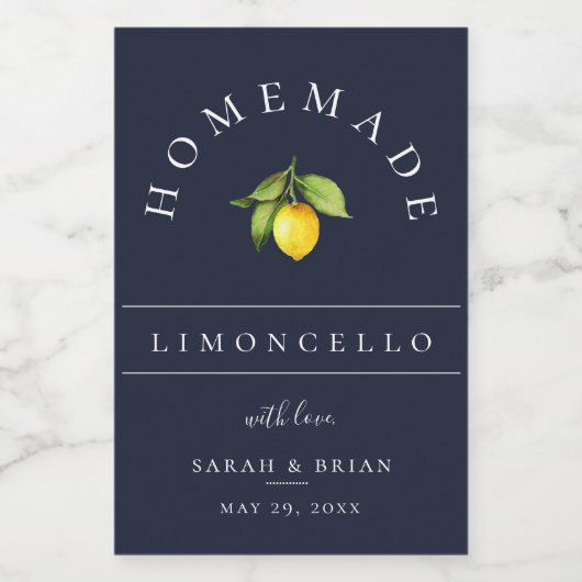 Modern Limoncello Blauw Mini Drank Label Wijn Etiket (Enkel label)