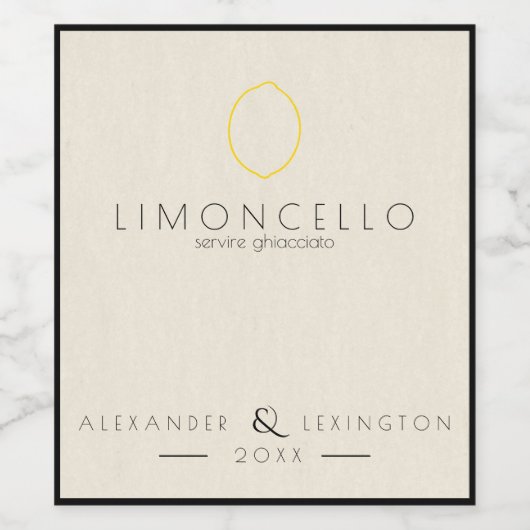 Modern Limoncello Bruiloft Favor Flessenlabel | Wijn Etiket (Enkel label)