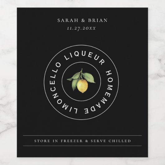 Modern Limoncello Liqueur Logo Beverage Label Wijn Etiket (Enkel label)