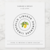 Modern Limoncello Liqueur Logo Beverage Label Wijn Etiket (Enkel label)