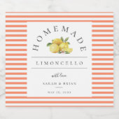 Modern Limoncello Peach Stripe Beverage Label Likeurfles Etiket (Enkel label)